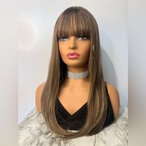 Black To Brown Ombre Layered Hair Style wig 24”